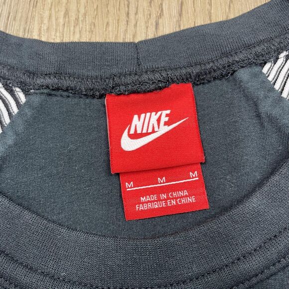 Nike Sweatshirt Womens Medium Black Striped Sleeve Side Zip Pullover Crewneck - Picture 6 of 12